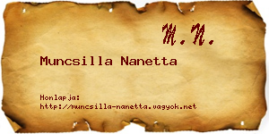 Muncsilla Nanetta névjegykártya